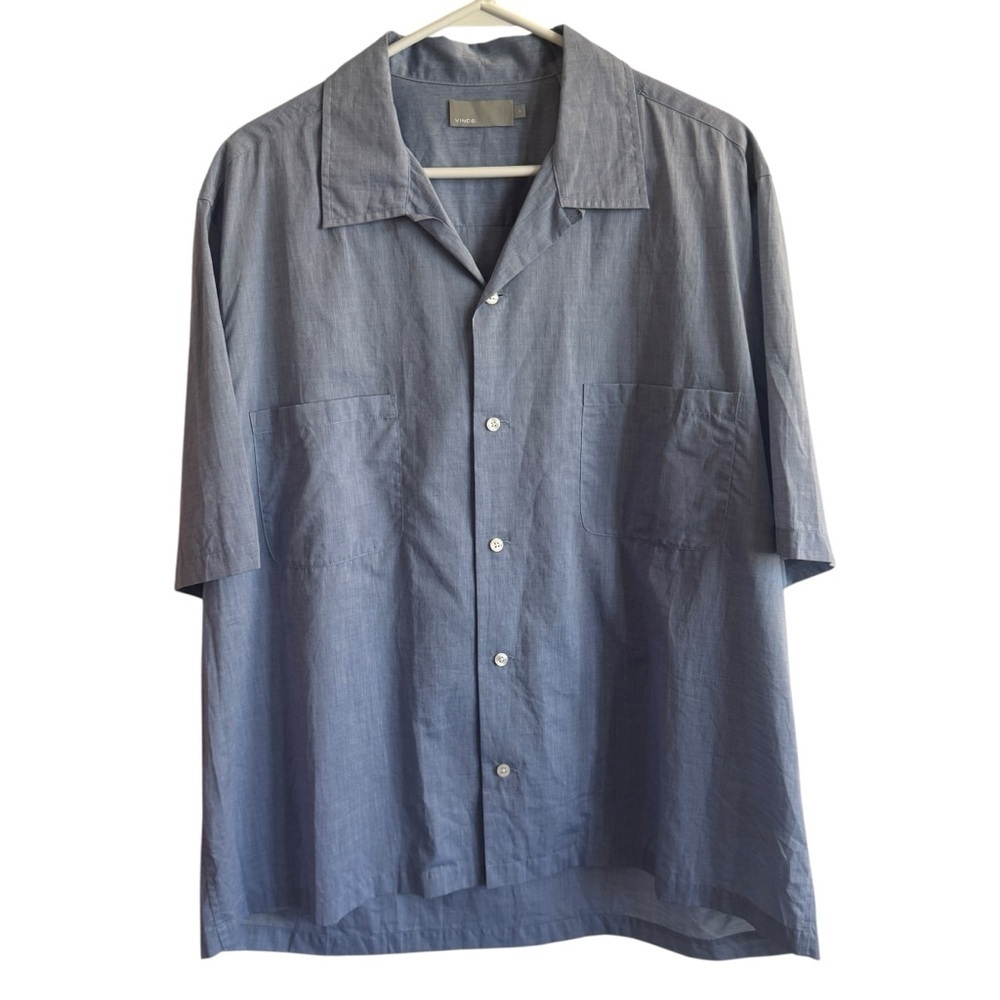 Vince Short Sleeve Cotton Lightweight Button Down Shirt, Size L